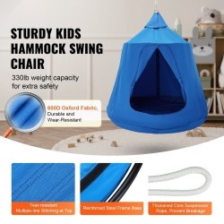 Riippuva telttakeinu 600D Oxford-kangas ø110x117 cm sininen kantavuus 150 kg