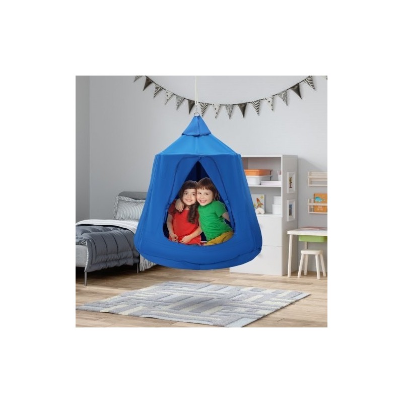 Riippuva telttakeinu 600D Oxford-kangas ø110x117 cm sininen kantavuus 150 kg