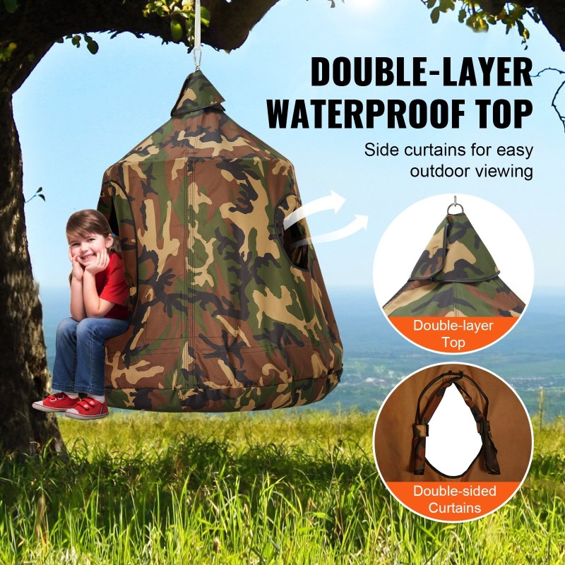 Ripustettava puuteltta 600D vedenpitävä Oxford-kangas kantavuus 150 kg 110x110x117 cm