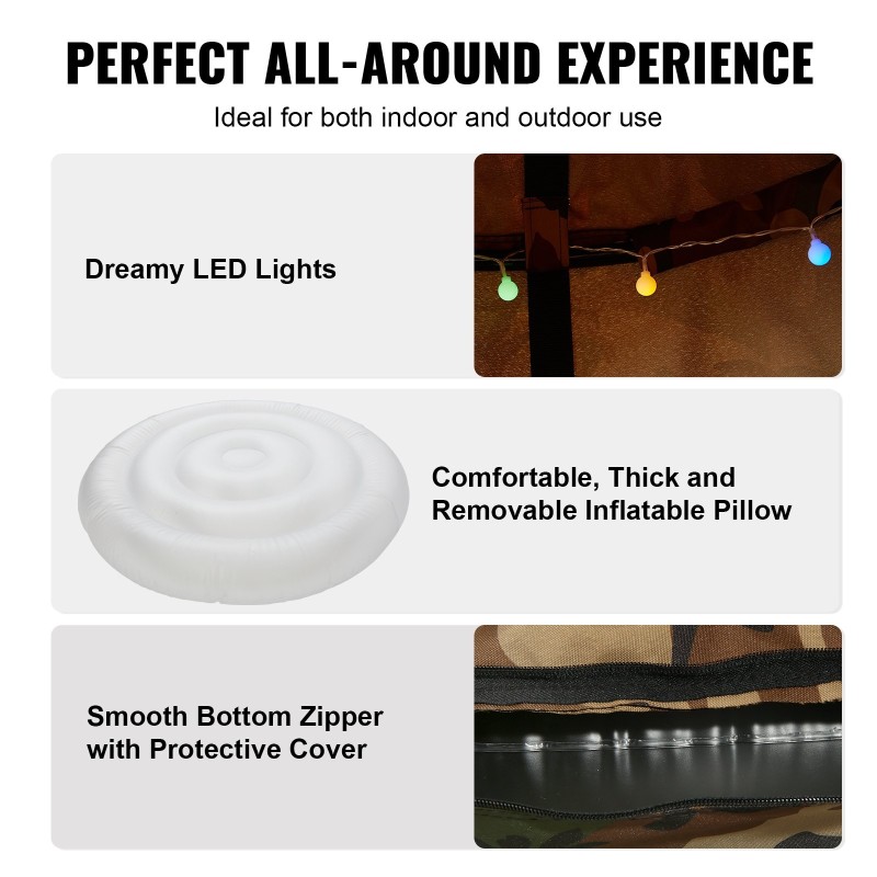 Ripustettava puuteltta 600D vedenpitävä Oxford-kangas kantavuus 150 kg 110x110x117 cm