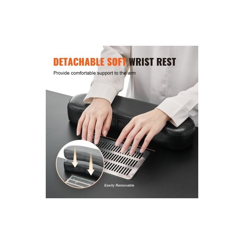 Manikyyripöytä MDF musta 1200x450x805 mm sähköisellä pölynkerääjällä 8 pyörää joista 4 lukittavaa