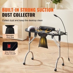 Kokoontaitettava MDF manikyyripöytä sähköisellä pölynkerääjällä ja taipuisalla LED valolla