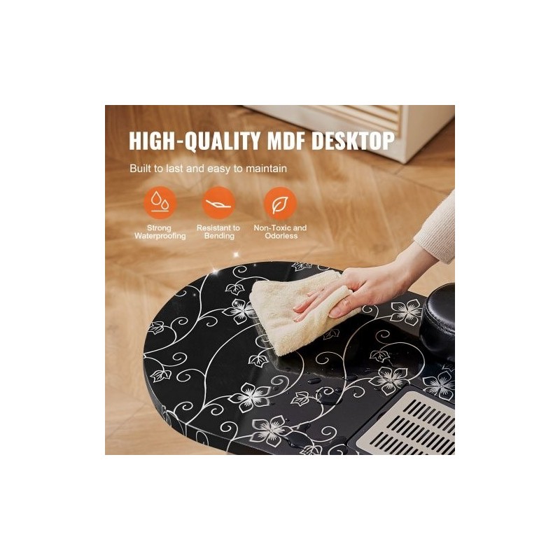 Kokoontaitettava MDF manikyyripöytä sähköisellä pölynkerääjällä ja taipuisalla LED valolla