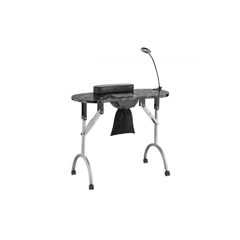 Kokoontaitettava MDF manikyyripöytä sähköisellä pölynkerääjällä ja taipuisalla LED valolla