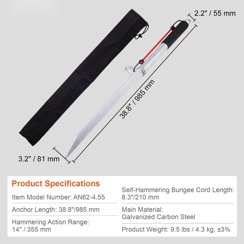 Hiekkapiikki ankkuri galvanoitu hiiliteräs 985 mm itseiskyttävä mataliin vesiin