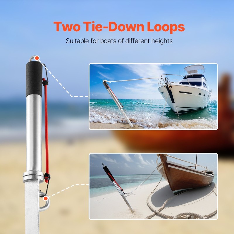 Hiekkapiikkiankkuri galvanoitu hiiliteräs 985 mm kumikahvalla kahdella kiinnitysrenkaalla