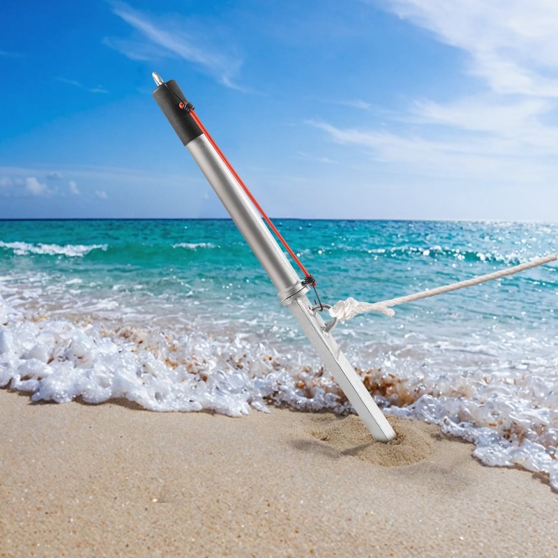 Hiekkapiikkiankkuri galvanoitu hiiliteräs 985 mm kumikahvalla kahdella kiinnitysrenkaalla