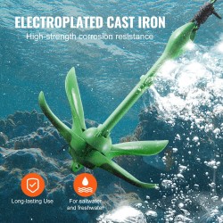 Ankkurisarja valurautainen 1,5 kg 8 metrin köysi poiju säilytyspussi taittuva kajakkiin