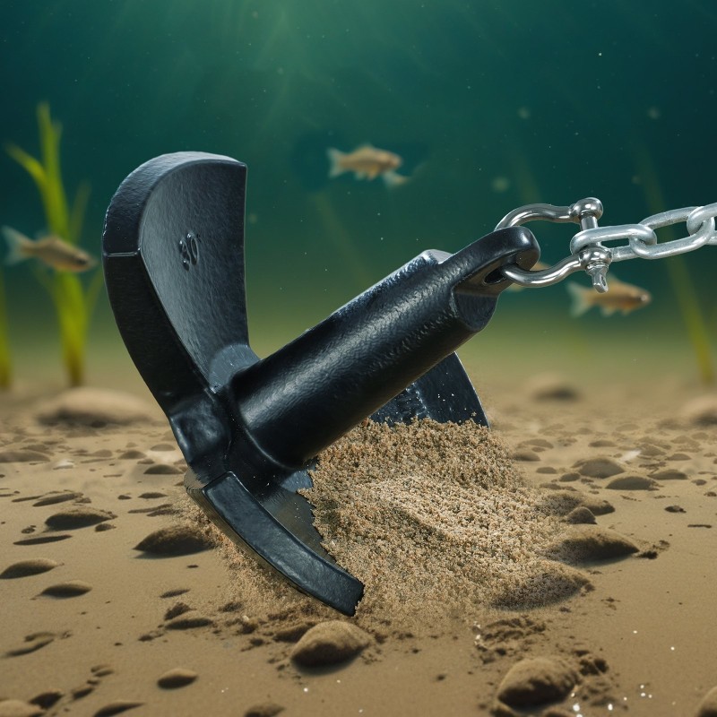 Valurautainen ankkuri 13,6 kilogrammaa vinyylipinnoitteella sienimäinen kolmihaarainen joelle ja järville