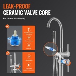 Lattiaan asennettava kylpyammehana täysmessinki harjattu pinta kääntyvä juoksuputki kaksitilainen käsisuihku