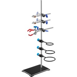 Laboratorioteline ja puristimet ruostumattomasta teräksestä valurautaisella jalustalla 59 9 cm tangolla