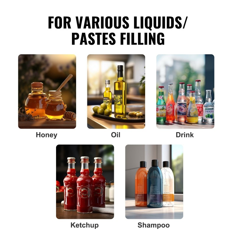 Manuaalinen täyttökone 304 ruostumatonta terästä elintarvikekelpoinen 5–50 ml 10 l suppilolla