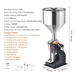 Manuaalinen täyttökone 304 ruostumatonta terästä elintarvikekelpoinen 5–50 ml 10 l suppilolla