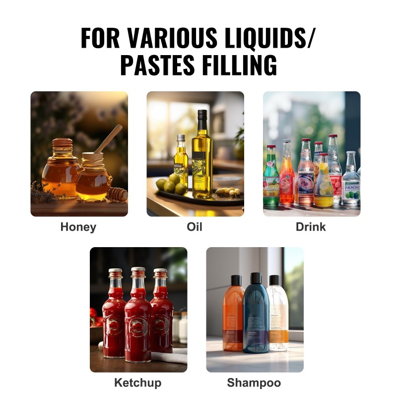 Pneumaattinen nestetäyttökone 5–50 ml 10 l suppilo 304-ruostumaton teräs poljinohjauksella