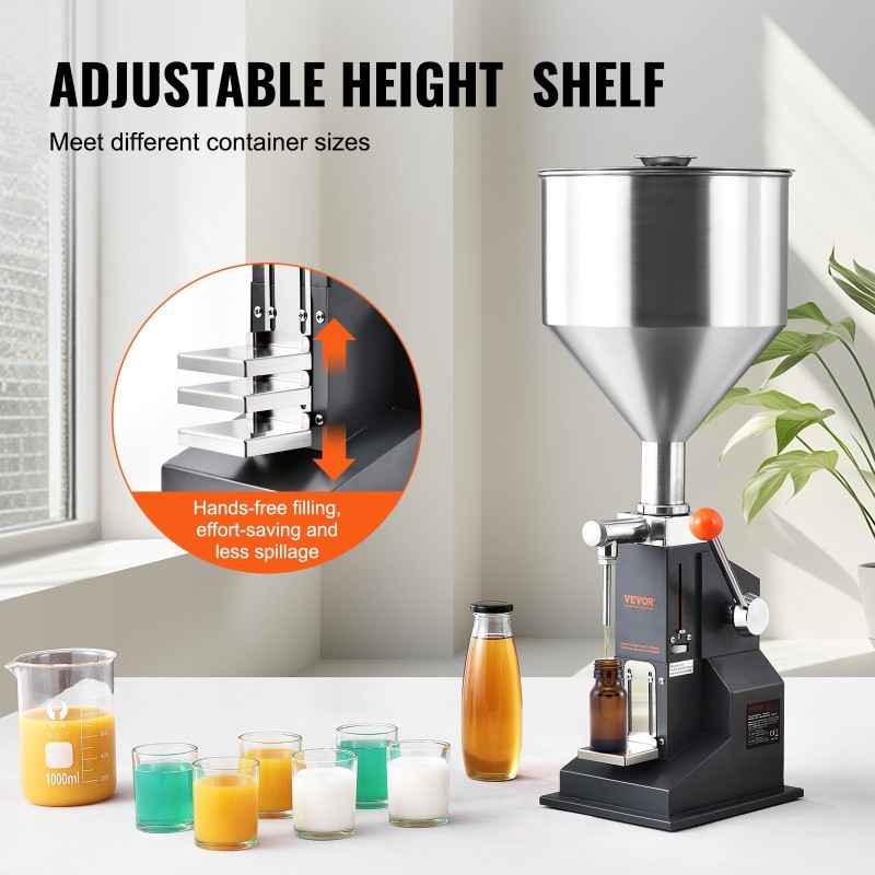 Käsikäyttöinen nestetäyttökone 304 ruostumatonta terästä 5–100 millilitraa säätö 11,5 litran säiliö