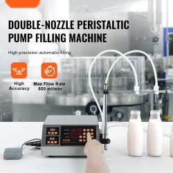 Nestetäyttökone 201-ruostumatonta terästä peristalttisella pumpulla 5–650 ml kaksoissuuttimet digitaalinen ohjaus