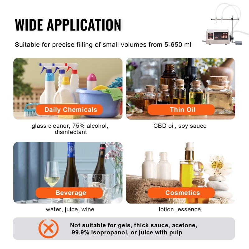 Nestetäyttökone 201-ruostumatonta terästä peristalttisella pumpulla 5–650 ml kaksoissuuttimet digitaalinen ohjaus