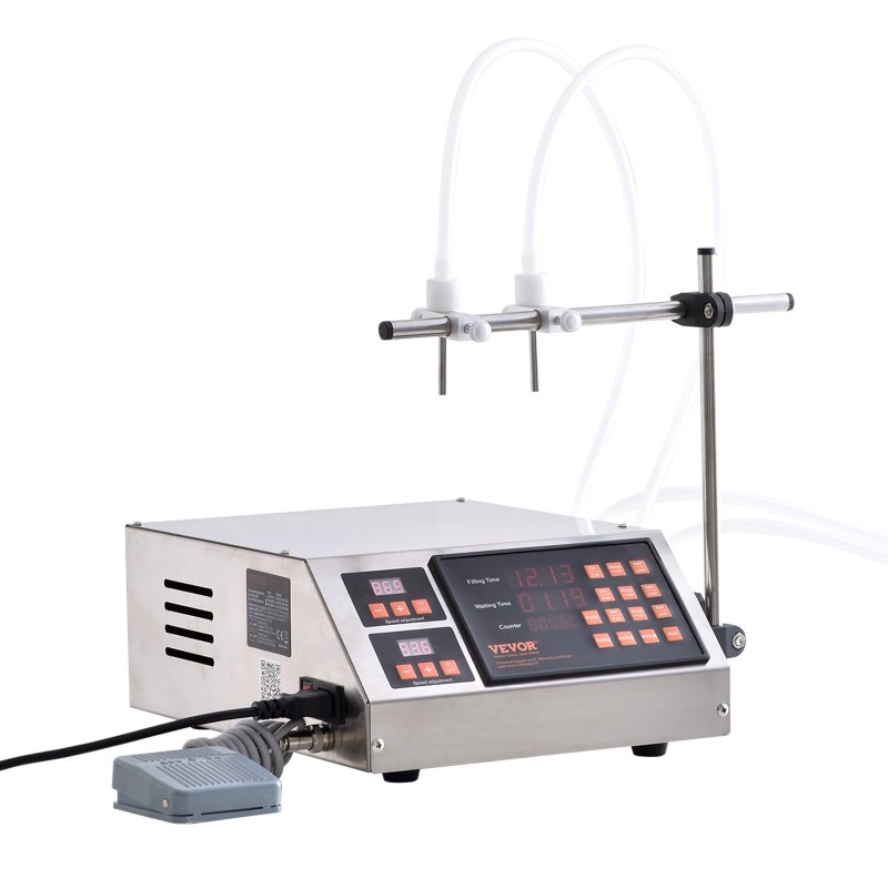 Nestetäyttökone 201-ruostumatonta terästä peristalttisella pumpulla 5–650 ml kaksoissuuttimet digitaalinen ohjaus