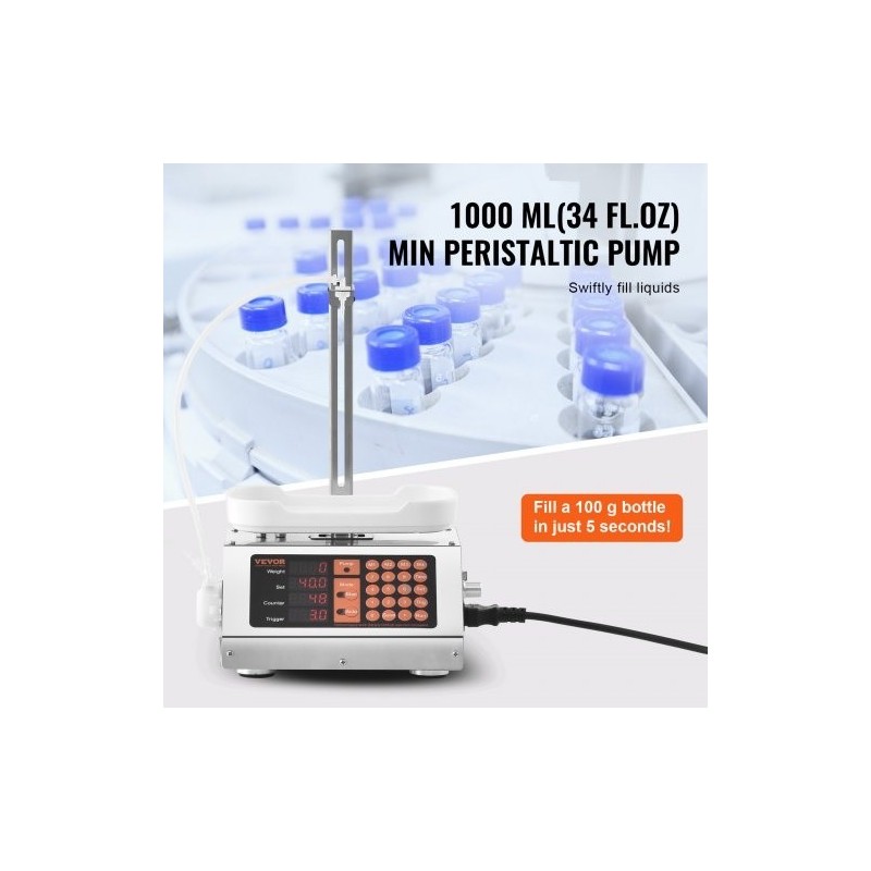 Nestetäyttökone 5–50 g annostelulla peristalttipumpulla digitaalinen ohjaus 201-ruostumatonta terästä yksisuuttiminen