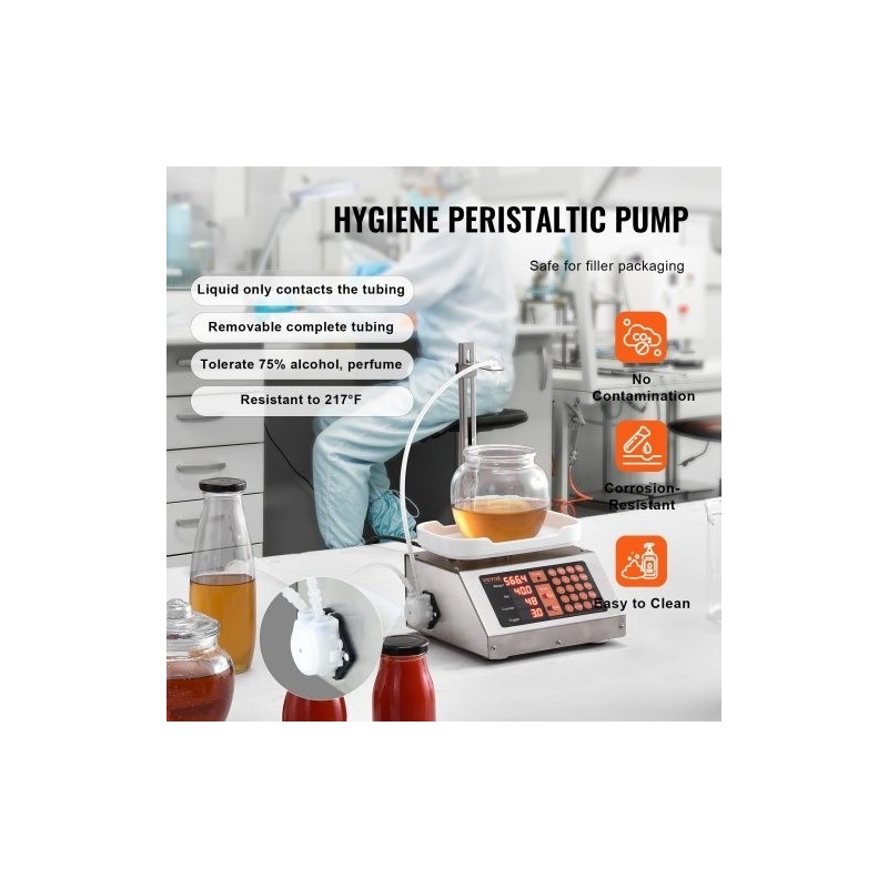 Nestetäyttökone 5–50 g annostelulla peristalttipumpulla digitaalinen ohjaus 201-ruostumatonta terästä yksisuuttiminen