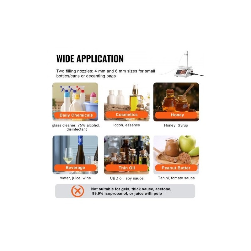 Nestetäyttökone 5–50 g annostelulla peristalttipumpulla digitaalinen ohjaus 201-ruostumatonta terästä yksisuuttiminen