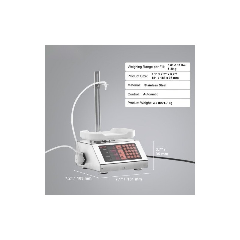 Nestetäyttökone 5–50 g annostelulla peristalttipumpulla digitaalinen ohjaus 201-ruostumatonta terästä yksisuuttiminen