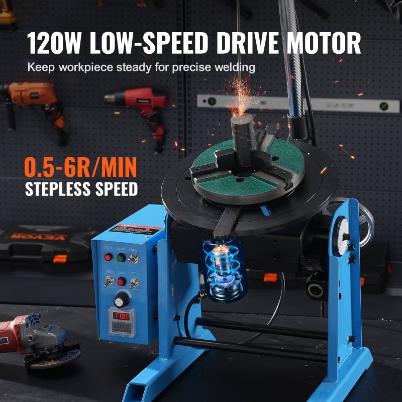 Pyörivä hitsauspöytä hiiliteräsrunkoinen 315 mm KD200-kolmileukapakotin 0–90° kallistuva 50 kg kantavuus