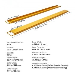 Trukkipiikin jatkeet Q235 hiiliteräs 2440 mm 125 mm leveys 1 pari
