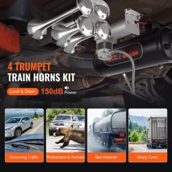 Nelitorvinen paineilmasarja 150 dB 12V 10 L säiliöllä ja kompressorilla