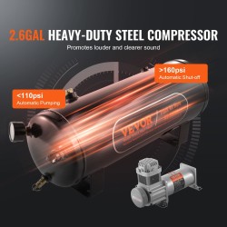 Nelitorvinen paineilmasarja 150 dB 12V 10 L säiliöllä ja kompressorilla