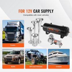 Nelitorvinen paineilmasarja 150 dB 12V 10 L säiliöllä ja kompressorilla