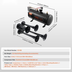 Junatorvisarja nelitorvinen 3 l ilmasäiliö 12 V 150 dB