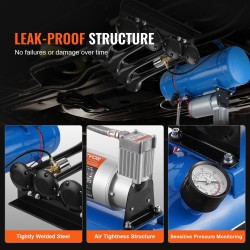 Paineilmaäänitorvisarja neljällä torvella kaksitoista volttia kuuden litran säiliöllä ruostumattomista materiaaleista