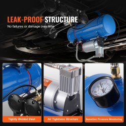 Ajoneuvoon asennettava 12V ilmakompressori 6 l säiliöllä työpaine 90–120 psi