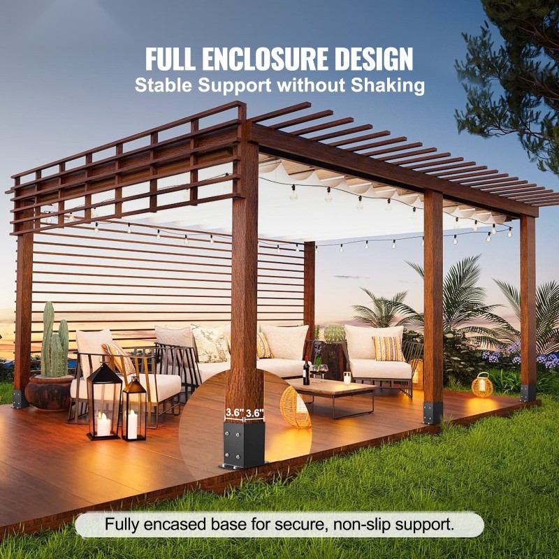 Pilarikiinnikkeet hiiliteräksestä 91x91 mm sisämitta 2 kpl mattamusta puupilareille