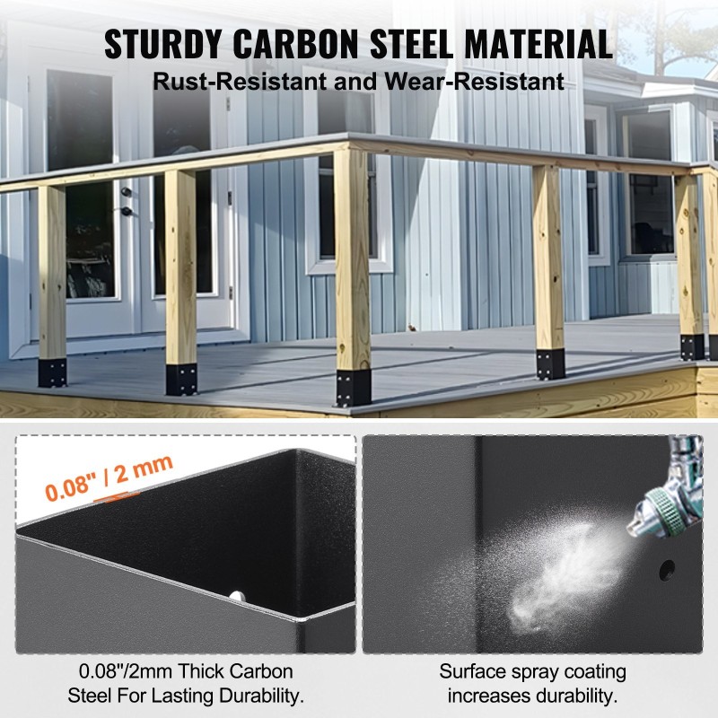Pylväspohjat hiiliteräs 101.6x101.6 mm 4 kpl mattamusta pulverimaalattu sopii 91x91 mm pylväille