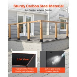 Tolppakannakkeet hiiliterästä sisämitat 92x92 mm 8 kpl sopii 4x4-puutolpille