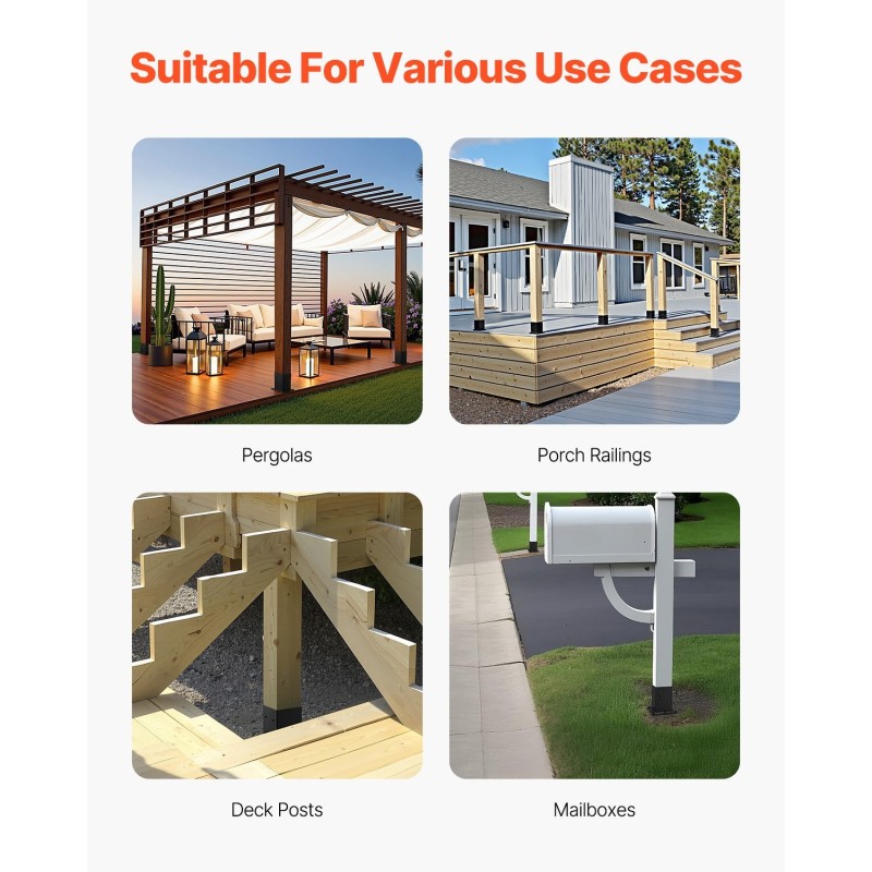 Pylvästuki hiiliterästä sisämitta 142 x 142 mm 4 kpl musta terassille