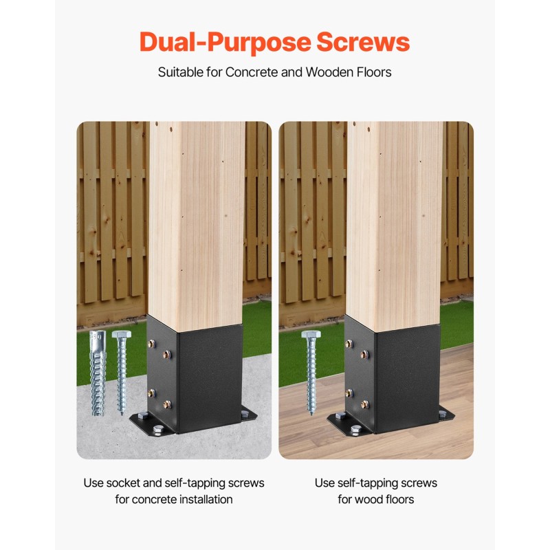 Pilarinjalustasarja hiiliteräs 91x91 mm 4x4-puupilareille 10 kpl musta