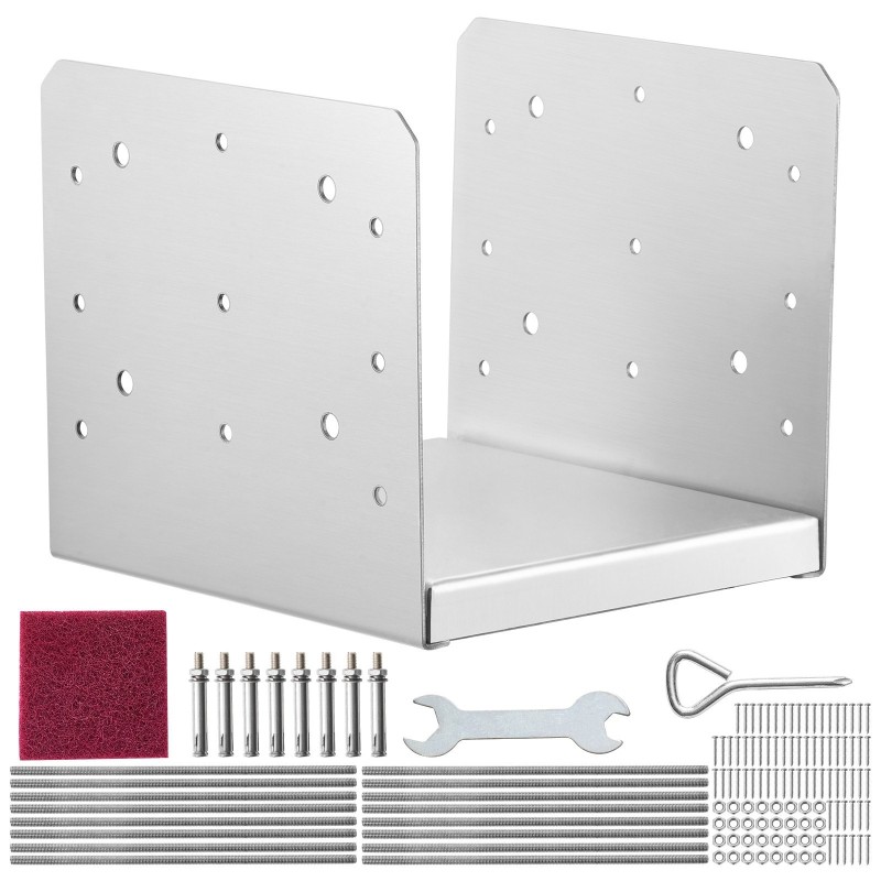 Pylväsjalusta ruostumatonta terästä säädettävä 203,2x203,2 mm 4 kpl