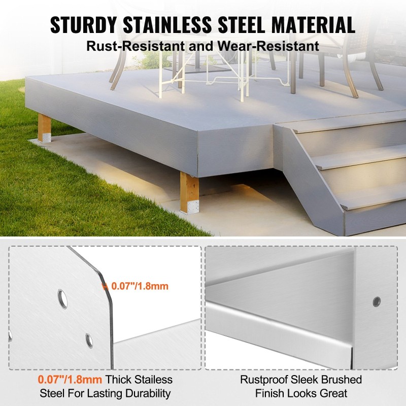 Pylvään jalusta ruostumattomasta teräksestä säädettävä 203x203 mm sisämitat 198x185 mm