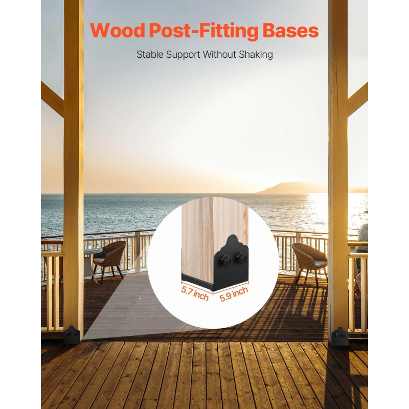 Pilarijalusta 6x6 hiiliteräksinen 2 kpl sisämitat 150 x 141 mm musta