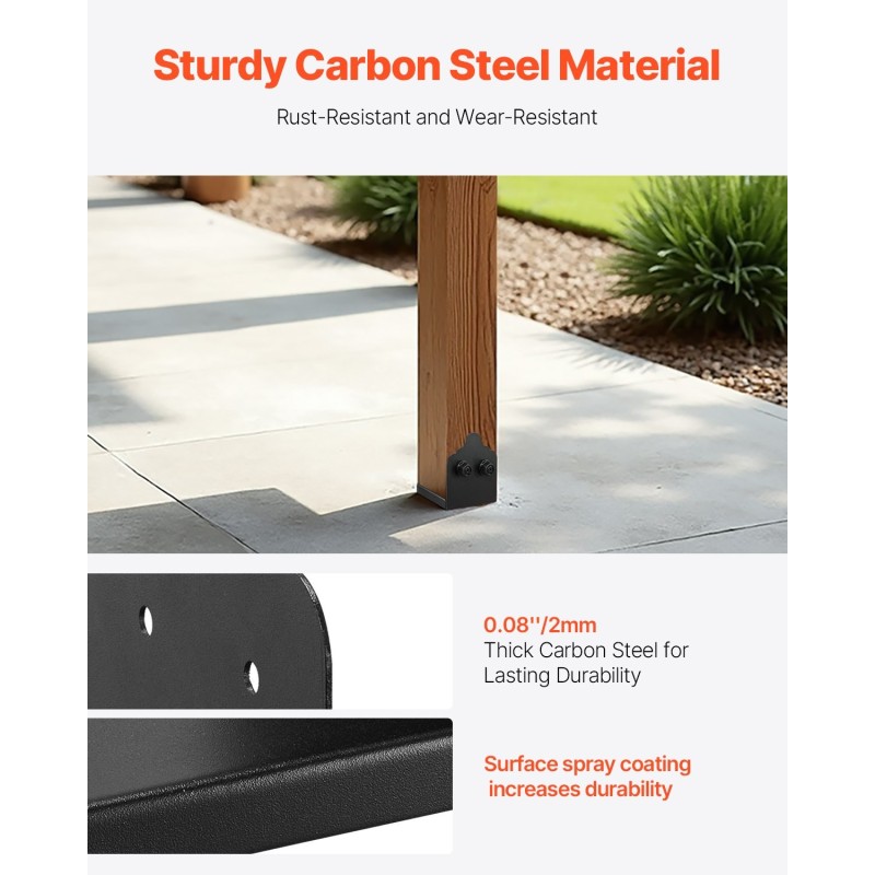 Pilarijalusta 6x6 hiiliteräksinen 2 kpl sisämitat 150 x 141 mm musta