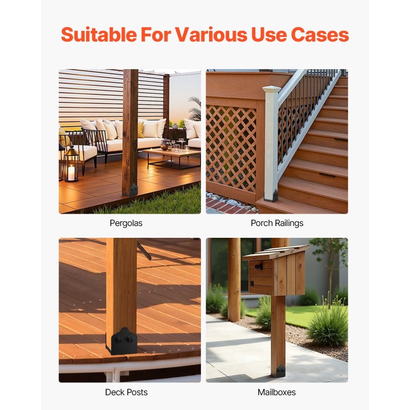 Pilarijalusta 6x6 hiiliteräksinen 2 kpl sisämitat 150 x 141 mm musta