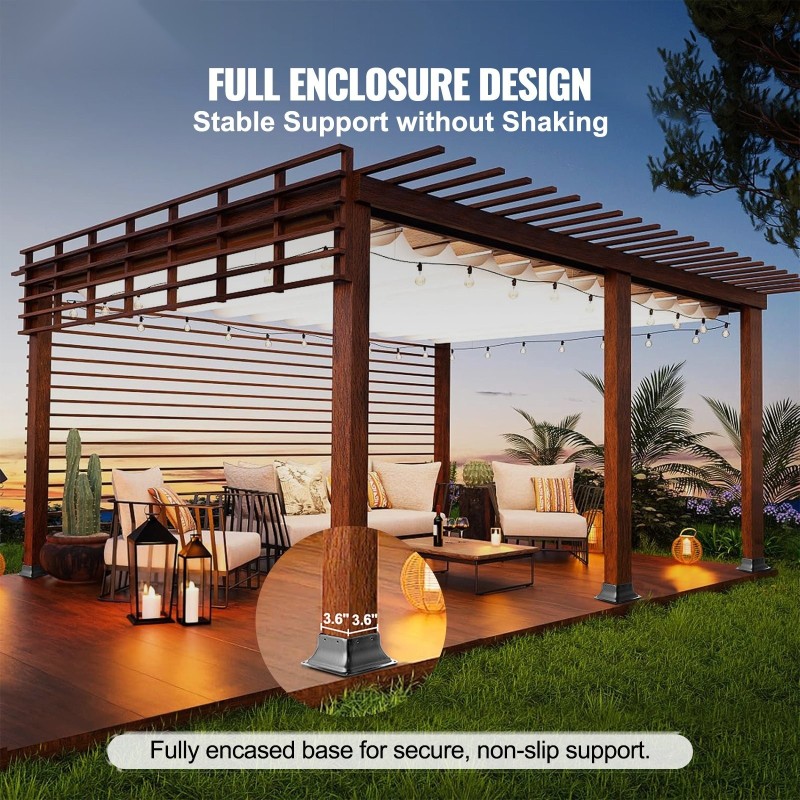 Tolppajalusta 101,6x101,6 mm jauhemaalattu hiiliteräs 4 kpl sopii 91x91 mm pylväälle