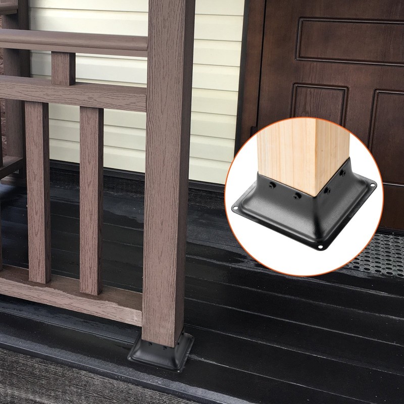 Tolppajalusta 101,6x101,6 mm jauhemaalattu hiiliteräs 4 kpl sopii 91x91 mm pylväälle