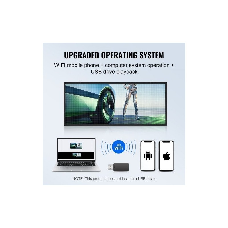 LED-mainoskyltti ohjelmoitava täysvärinen P6 99x41 cm langaton USB-ohjaus