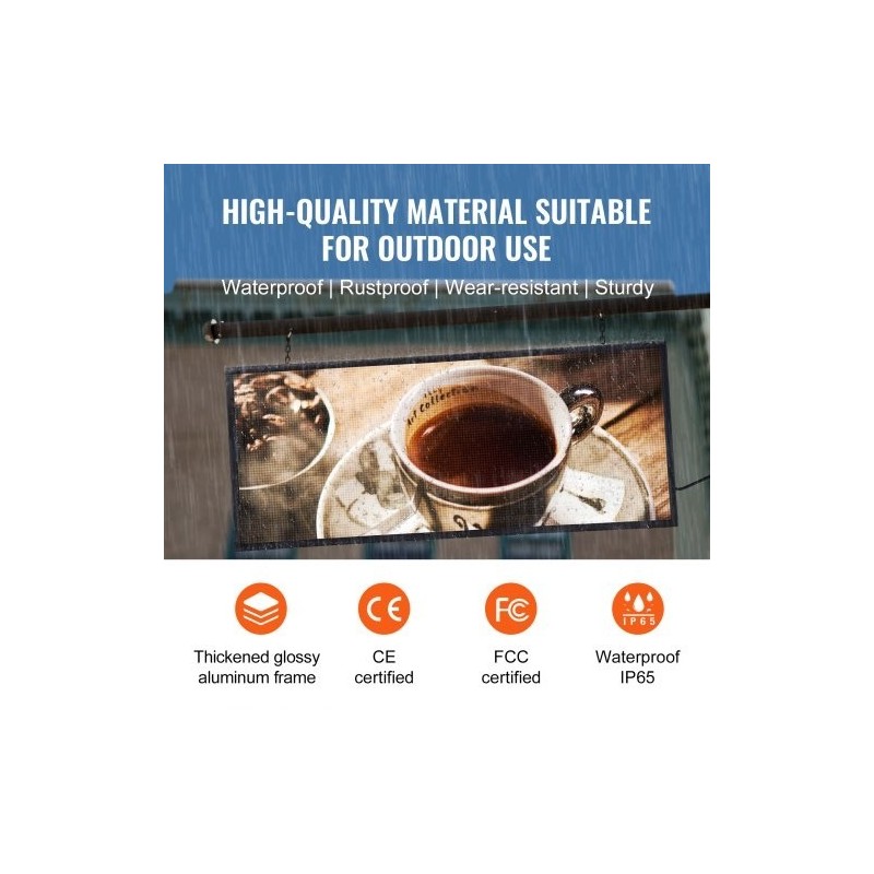 LED-mainoskyltti ohjelmoitava täysvärinen P6 99x41 cm langaton USB-ohjaus