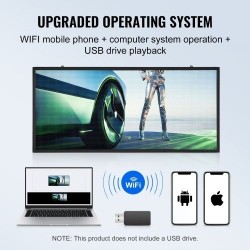 Ohjelmoitava täysvärinen P5 vierivä LED-kyltti 67x35 cm alumiini ABS WiFi USB