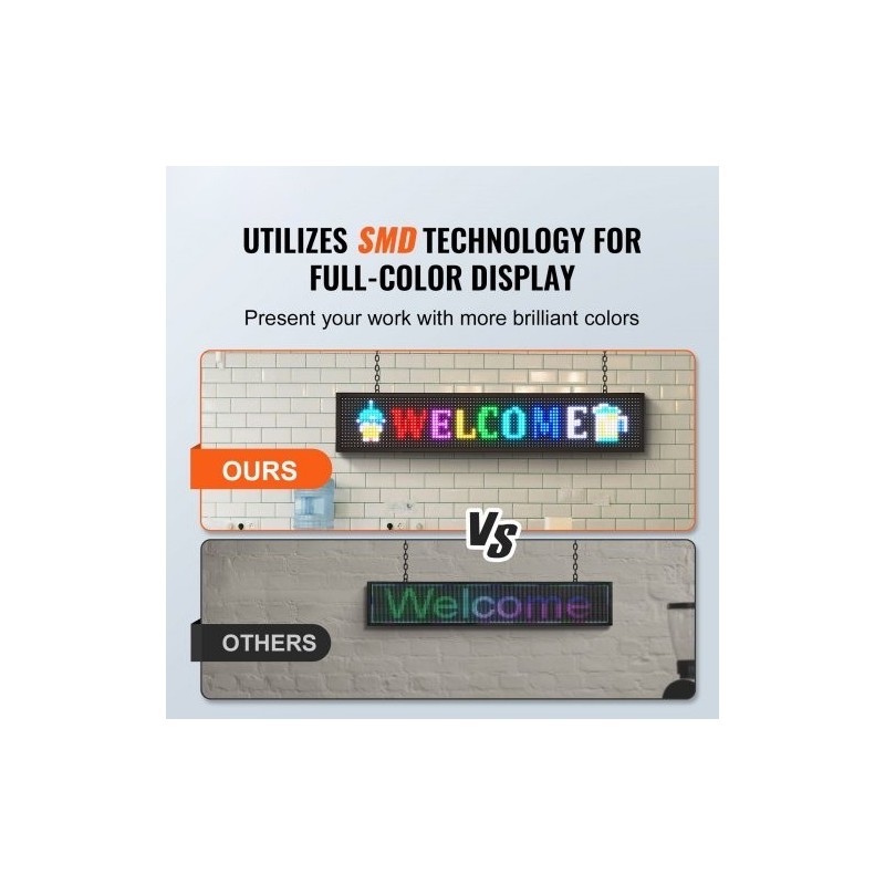 Ohjelmoitava täysvärinen P10 LED-mainostaulu 99 x 19 cm alumiinikehyksellä langaton USB ohjaus